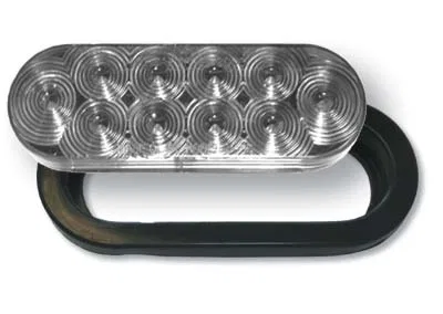 J-66-RCK – JAMMY Trailer Light, Stop/Turn/Tail/ Backup Light LED Oval Red Diode/ Clear Lens 6 Inch With Grommet And W...